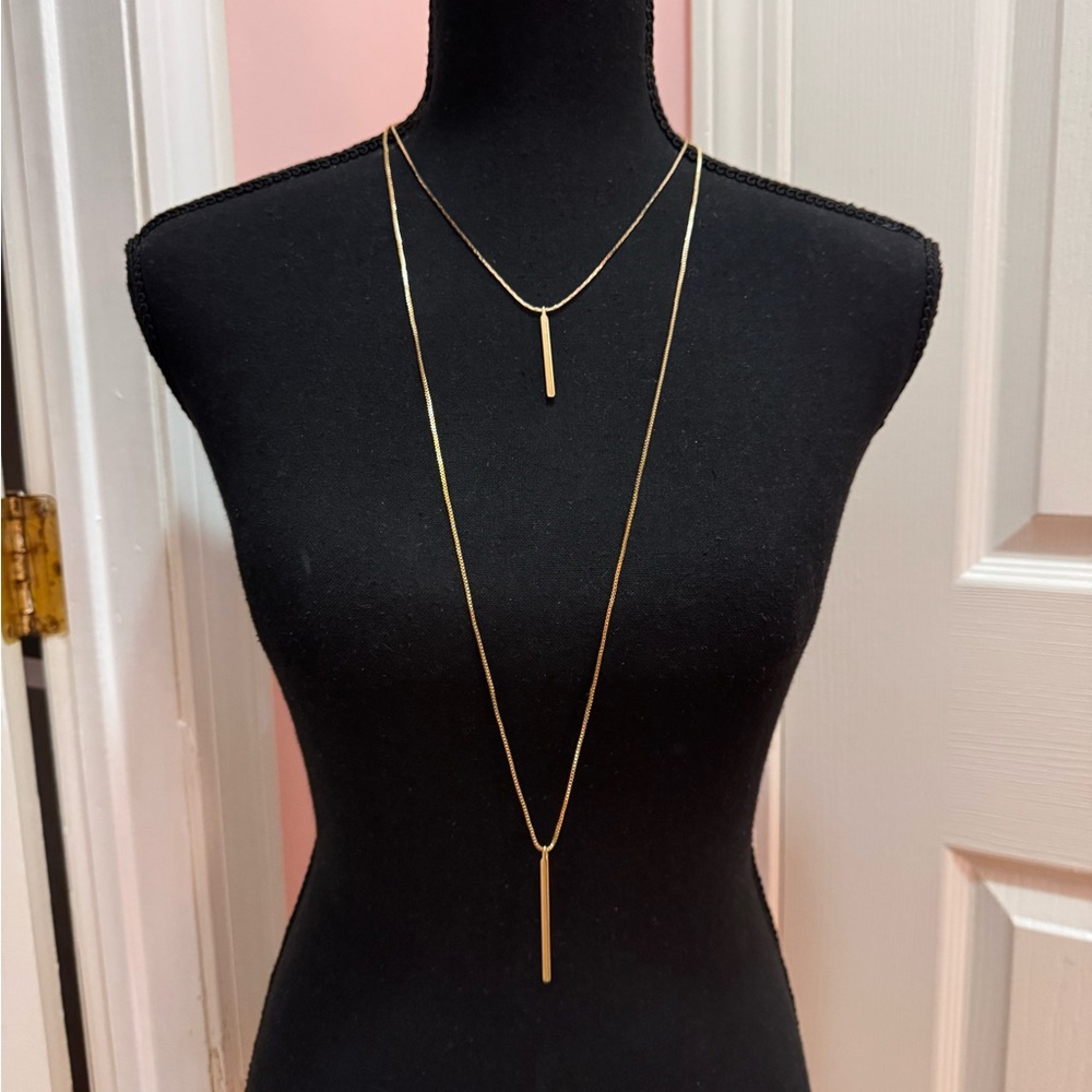 NWT Kelly & Katie Layered Bar Pendant Gold Y Necklace body chain